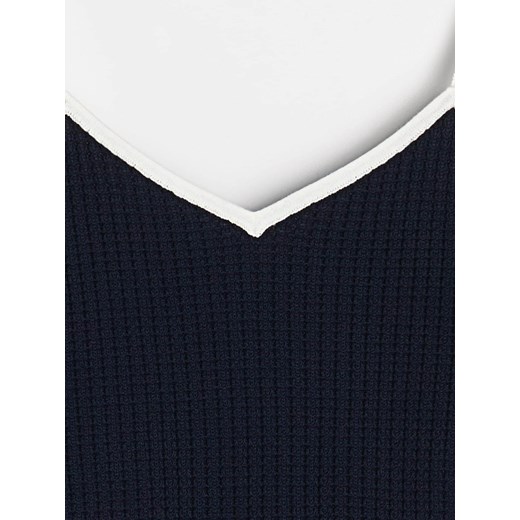 Sinsay - Swetrowy crop top z bawełną - granatowy Sinsay XXS Sinsay