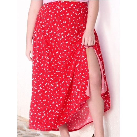 Sinsay - Spódnica midi w kwiaty PLUS SIZE - czerwony ze sklepu Sinsay w kategorii Spódnice - zdjęcie 179419599