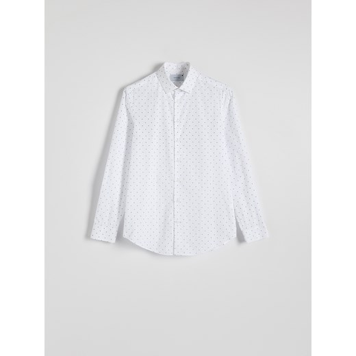 Reserved - Koszula slim fit w drobne kwiaty - biały ze sklepu Reserved w kategorii Koszule męskie - zdjęcie 179421726