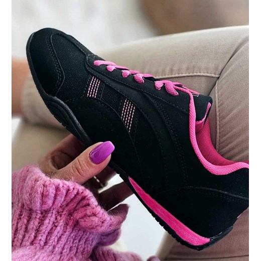 Sznurowane czarno fuksjowe buty sportowe /C1-3 H2 14992 S149/ Pantofelek24 39 okazyjna cena Pantofelek24.pl