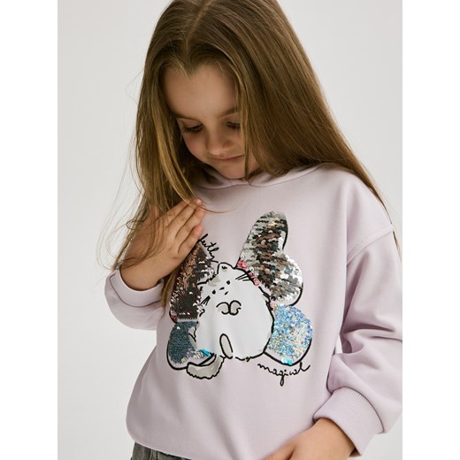 Reserved - Bluza z cekinową aplikacją - lawendowy ze sklepu Reserved w kategorii Bluzy dziewczęce - zdjęcie 179425369