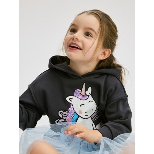 Reserved - Bluza z cekinową aplikacją - ciemnoszary ze sklepu Reserved w kategorii Bluzy dziewczęce - zdjęcie 179425375