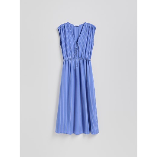 Reserved - Sukienka midi z wiązaniami - niebieski Reserved L Reserved