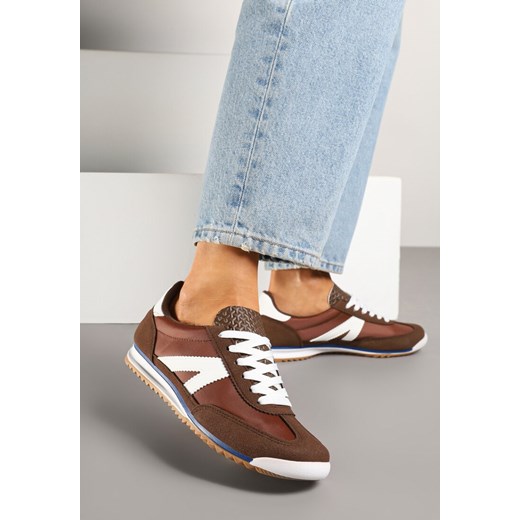Brązowe Sneakersy Ozdobione Geometrycznym Wzorem Teroti ze sklepu born2be.pl w kategorii Buty sportowe damskie - zdjęcie 179426619