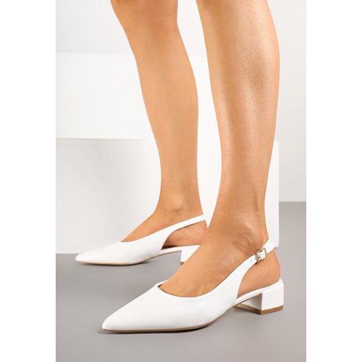 Białe Sandały na Słupku Typu Slingback Odavine ze sklepu renee.pl w kategorii Czółenka - zdjęcie 179426996