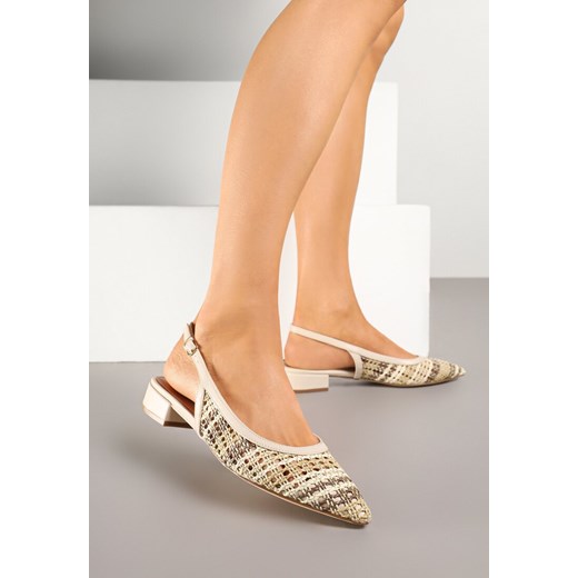 Beżowe Szydełkowe Sandały Slingback Odirissea ze sklepu renee.pl w kategorii Czółenka - zdjęcie 179427146