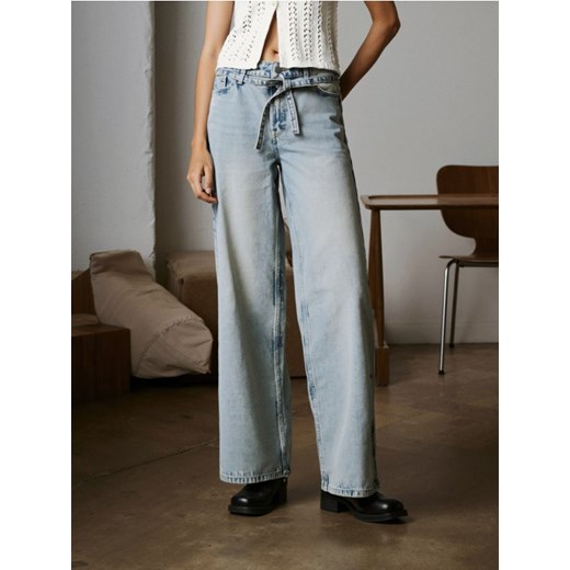 Sinsay - Jeansy wide leg - turkusowy ze sklepu Sinsay w kategorii Jeansy damskie - zdjęcie 179429585