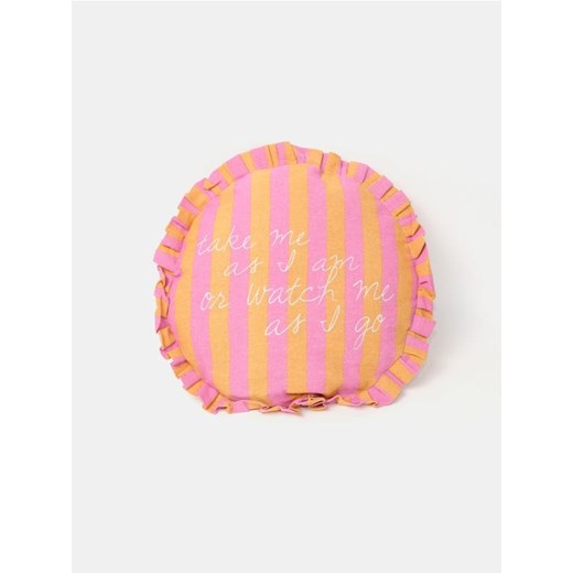 Sinsay - Okrągła poduszka dekoracyjna z haftowanym napisem w kolorowe pasy - Sinsay One Size Sinsay