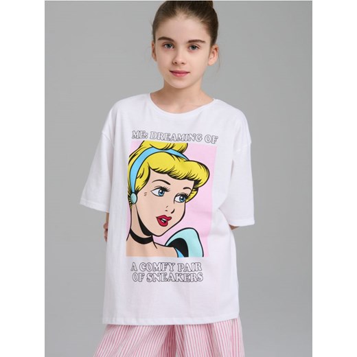 Sinsay - Koszulka Disney Princesses - biały ze sklepu Sinsay w kategorii Bluzki dziewczęce - zdjęcie 179429735