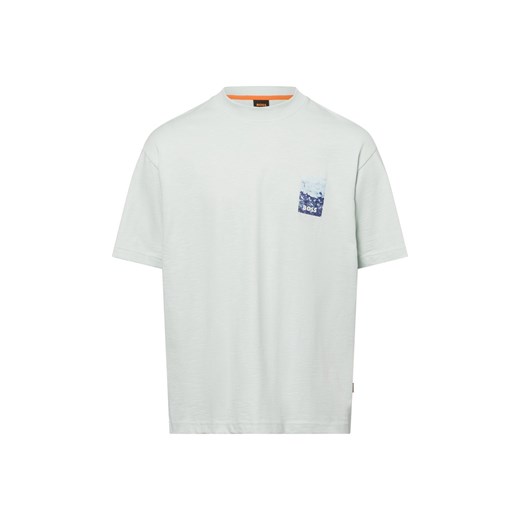 BOSS Orange Koszulka męska - Te_numbers Mężczyźni Bawełna miętowy jednolity ze sklepu vangraaf w kategorii T-shirty męskie - zdjęcie 179429788
