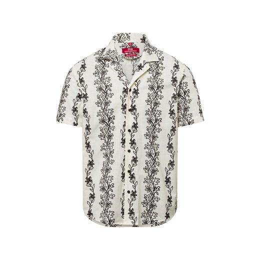 Finshley & Harding London Męska koszula casual Mężczyźni Comfort Fit Bawełna écru wzorzysty ze sklepu vangraaf w kategorii Koszule męskie - zdjęcie 179429789