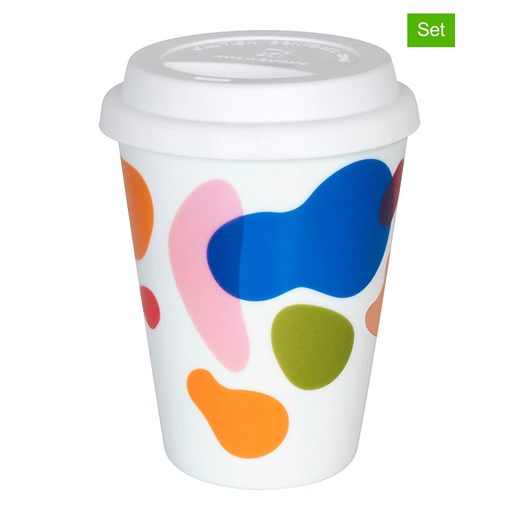 Könitz Kubki To-Go (2 szt.) &quot;Flow&quot; w kolorze biało-niebiesko-pomarańczowym - 380 ml ze sklepu Limango Polska w kategorii Kubki - zdjęcie 179431567