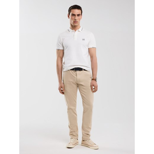 Koszulka męska polo biała Polian 100 ze sklepu Big Star w kategorii T-shirty męskie - zdjęcie 179433526