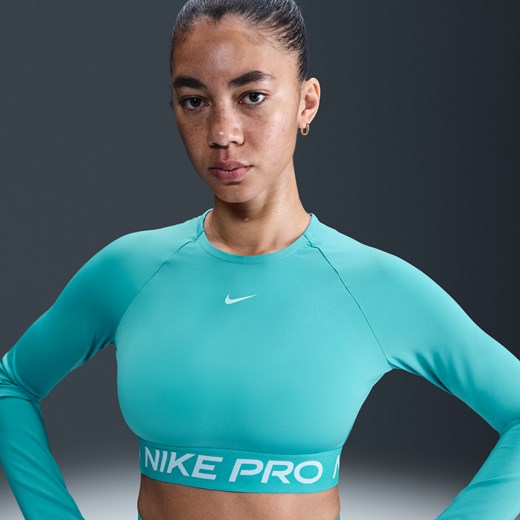 Damska koszulka o skróconym kroju z długim rękawem Dri-FIT Nike Pro - Zieleń Nike XL (EU 48-50) Nike poland