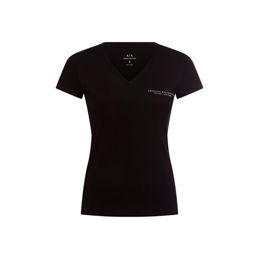 Armani Exchange Koszulka damska Kobiety Bawełna czarny jednolity ze sklepu vangraaf w kategorii Bluzki damskie - zdjęcie 179439085