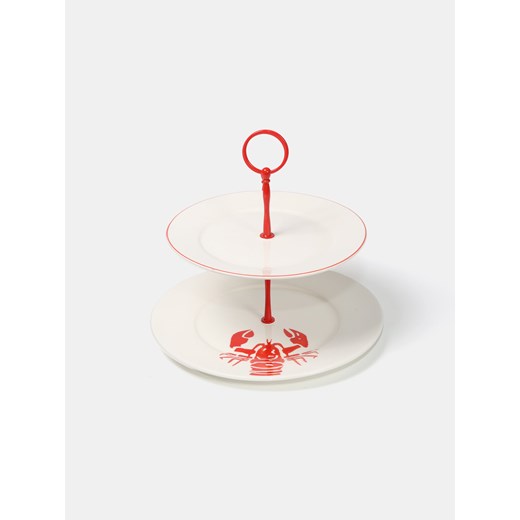 Sinsay - Dwupoziomowa patera do serwowania z nadrukiem homara - biały Sinsay One Size Sinsay