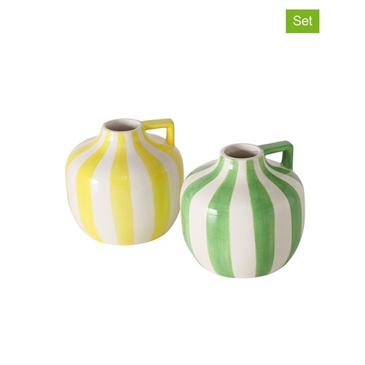 Boltze Wazony (2 szt.) &quot;Malta&quot; w kolorze zielonym i żółtym - wys. 14 cm ze sklepu Limango Polska w kategorii Wazony - zdjęcie 179442945