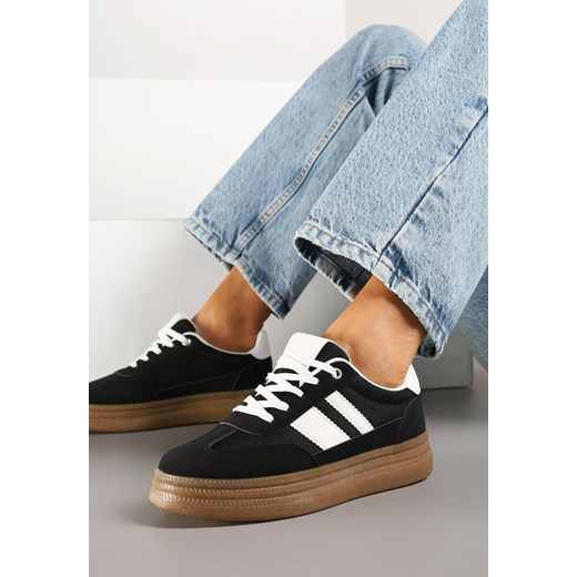 Czarne Sneakersy Kultowe Tenisówki z Ozdobnymi Paskami Tenavellea ze sklepu renee.pl w kategorii Buty sportowe damskie - zdjęcie 179443716