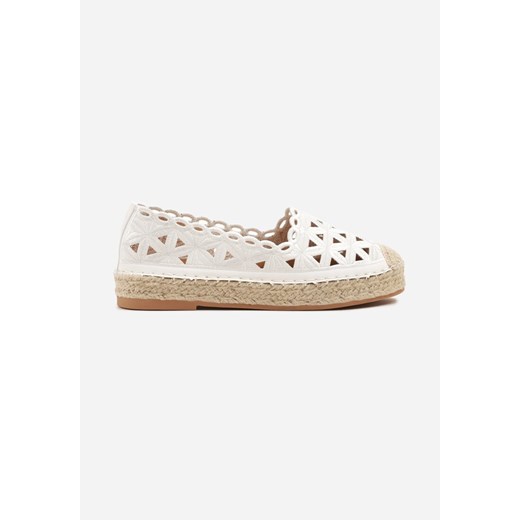 Espadryle damskie Renee tkaninowe białe casual na wiosnę bez zapięcia 