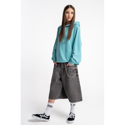 Szare krótkie spodenki jeansowe model jorts, kolor - szary, rozmiar - 170 REPORTER