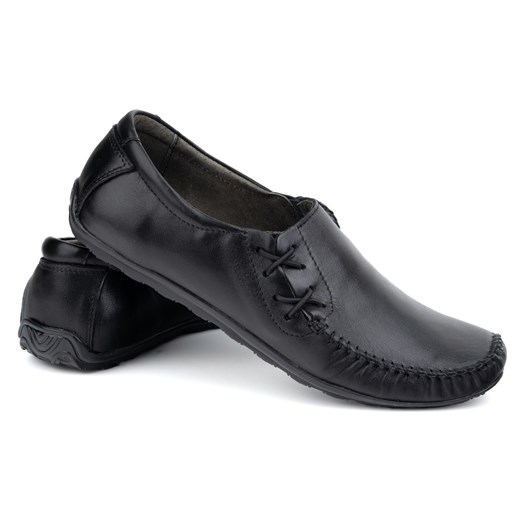 Buty męskie mokasyny skórzane wsuwane 306KZ czarne ze sklepu butyolivier w kategorii Mokasyny męskie - zdjęcie 179453539
