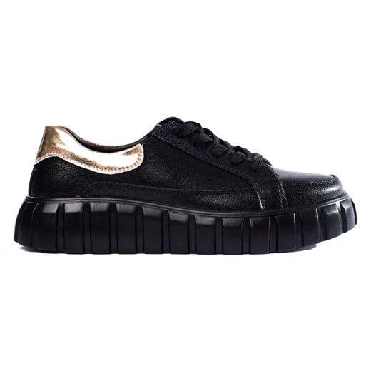 Sneakersy damskie na platformie czarne ze sklepu ButyModne.pl w kategorii Trampki damskie - zdjęcie 179455715