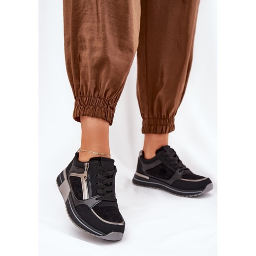 Boto Buty Sportowe Damskie Z Suwakiem Na Platformie Czarne Larys Boto 38 ButyModne.pl