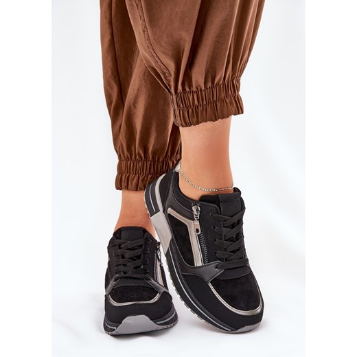 Boto Buty Sportowe Damskie Z Suwakiem Na Platformie Czarne Larys Boto 40 ButyModne.pl