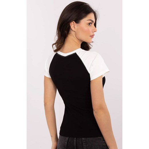 Bawełniany t-shirt z białymi rękawami NM-TS-V7939.50, Kolor czarno-biały, Rozmiar uniwersalny, VINCEOTTO ze sklepu Primodo w kategorii Bluzki damskie - zdjęcie 179456695
