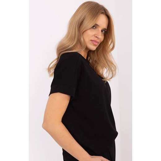 Czarna bluzka basic z wiskozą RV-BZ-A616.01P, Kolor czarny, Rozmiar uniwersalny, Relevance ze sklepu Intymna w kategorii Bluzki damskie - zdjęcie 179457499