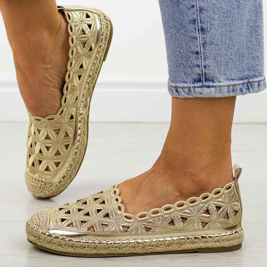 Złote espadryle damskie, półbuty Potocki 16348 ze sklepu suzana.pl w kategorii Espadryle damskie - zdjęcie 179459708