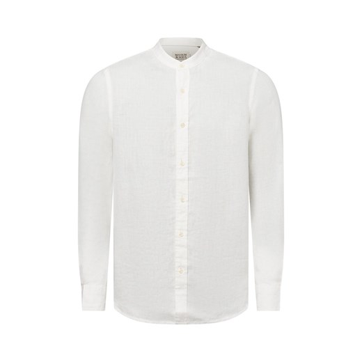 Scotch & Soda Męska koszula lniana na co dzień Mężczyźni Regular Fit len biały jednolity ze sklepu vangraaf w kategorii Koszule męskie - zdjęcie 179460197