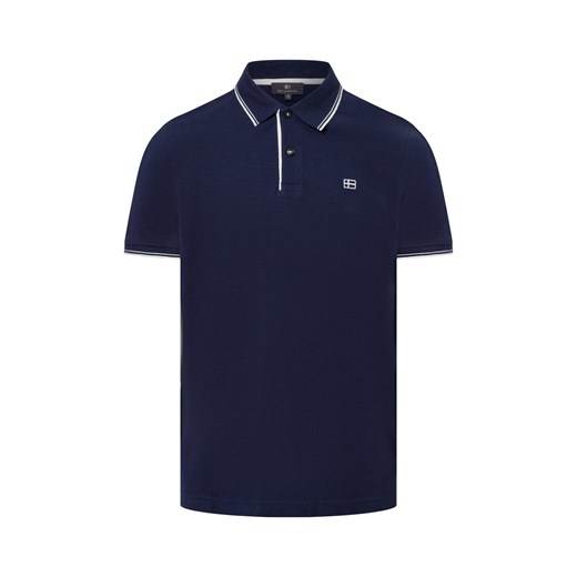 Nils Sundström Męska koszulka polo Mężczyźni Bawełna granatowy jednolity ze sklepu vangraaf w kategorii T-shirty męskie - zdjęcie 179460228