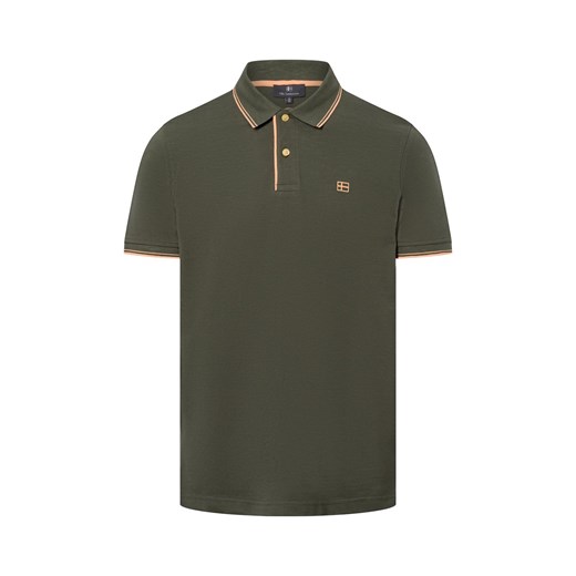 Nils Sundström Męska koszulka polo Mężczyźni Bawełna khaki jednolity ze sklepu vangraaf w kategorii T-shirty męskie - zdjęcie 179460229