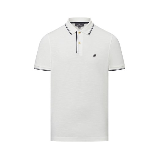 Nils Sundström Męska koszulka polo Mężczyźni Bawełna biały jednolity ze sklepu vangraaf w kategorii T-shirty męskie - zdjęcie 179460236