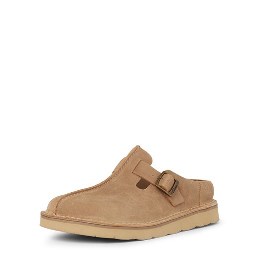 Clarks Męskie zamszowe buty casual - Solsbury Mule Mężczyźni skóra beżowy jednolity ze sklepu vangraaf w kategorii Klapki męskie - zdjęcie 179460277