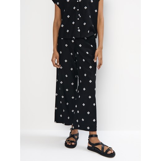 Mohito - Spodnie culotte z wiskozy i lnu - czarny Mohito 34 Mohito