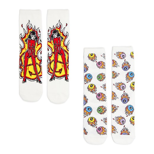 Cropp - 2 pack skarpet z motywem płomieni - biały Cropp 35-38 Cropp