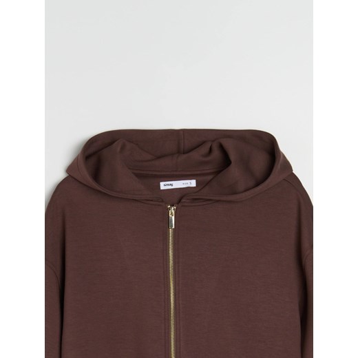 Sinsay - Rozpinana bluza z kapturem - brązowy Sinsay S Sinsay