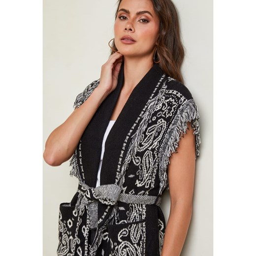 Ponczo czarne So Cachemire z wiskozy 