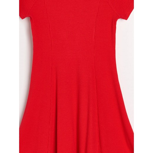 Sinsay - Prążkowana sukienka mini - czerwony Sinsay XS Sinsay