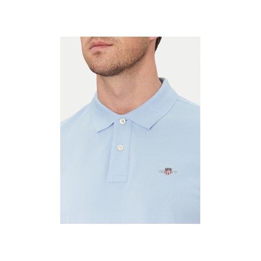 Niebieski t-shirt męski Gant z krótkim rękawem 