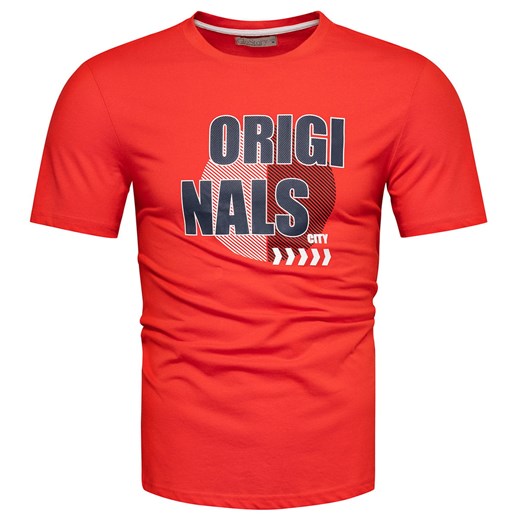 T-shirt męski czerwony bawełniany z printem Recea ze sklepu Recea.pl w kategorii T-shirty męskie - zdjęcie 179464135