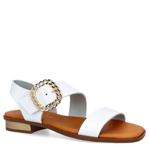 Eleganckie sandały ze skóry - OH! MY SANDALS 5594 BIAŁE ze sklepu Tymoteo.pl - sklep obuwniczy w kategorii Sandały damskie - zdjęcie 179464276