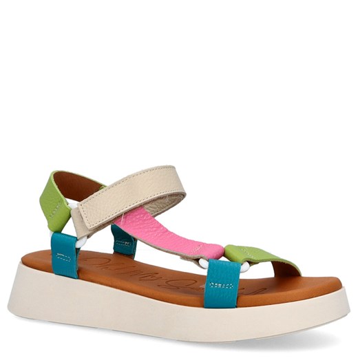 Skórzane sandały na platformie - OH! MY SANDALS 5653 KOLOROWE ze sklepu Tymoteo.pl - sklep obuwniczy w kategorii Sandały damskie - zdjęcie 179464305