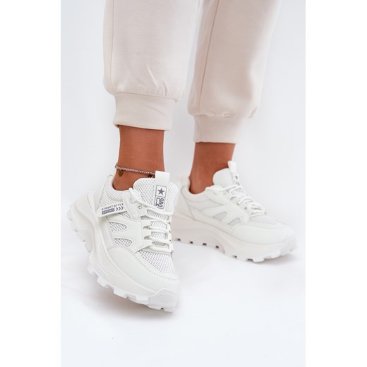 Sneakersy Buty Sportowe Damskie Na Masywnej Podeszwie Białe Prononice ze sklepu ZAZOO w kategorii Buty sportowe damskie - zdjęcie 179464556