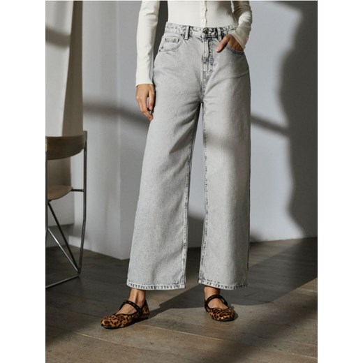 Sinsay - Jeansy wide leg high waist - szary ze sklepu Sinsay w kategorii Jeansy damskie - zdjęcie 179465637