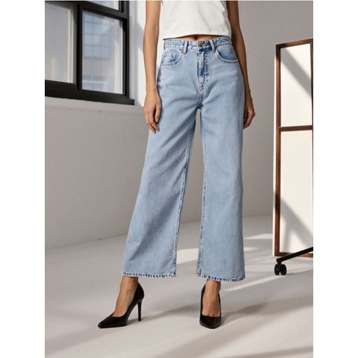 Sinsay - Jeansy cropped wide leg - niebieski ze sklepu Sinsay w kategorii Jeansy damskie - zdjęcie 179465638