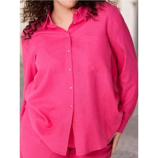 Sinsay - Koszula z domieszką lnu PLUS SIZE - różowy Sinsay 2XL Sinsay