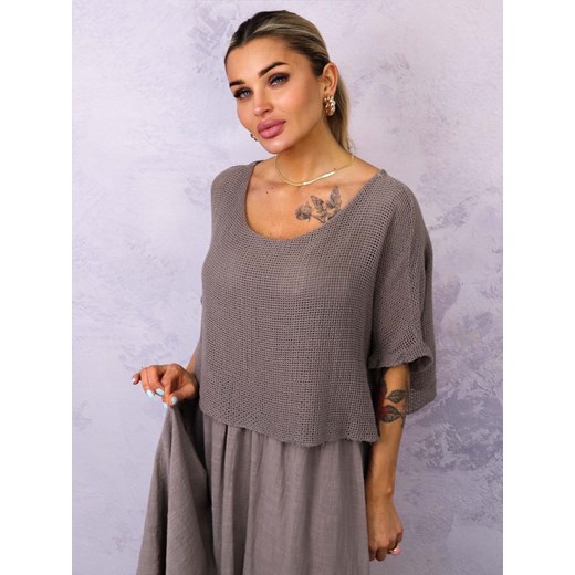 SUKIENKA MIDI Z AŻUROWĄ GÓRĄ- FANGO ze sklepu olika.com.pl w kategorii Sukienki - zdjęcie 179466436